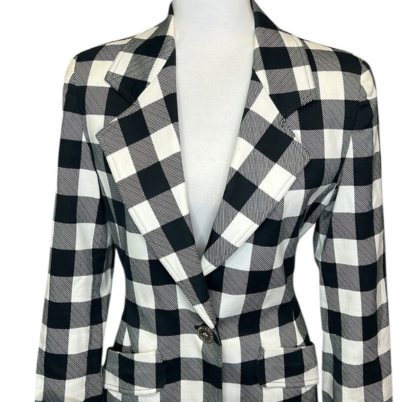 Emanuel Ungaro Black and Off White Checkered Blazer - Picture 2 of 7